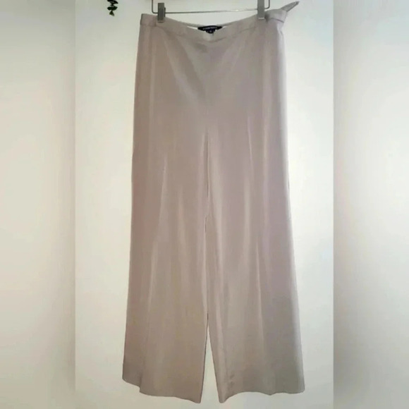 EllenTracy High Waist Wide Palazzo Leg Flat Front Pants  sz 12 FlowyTriacetate - Picture 1 of 14